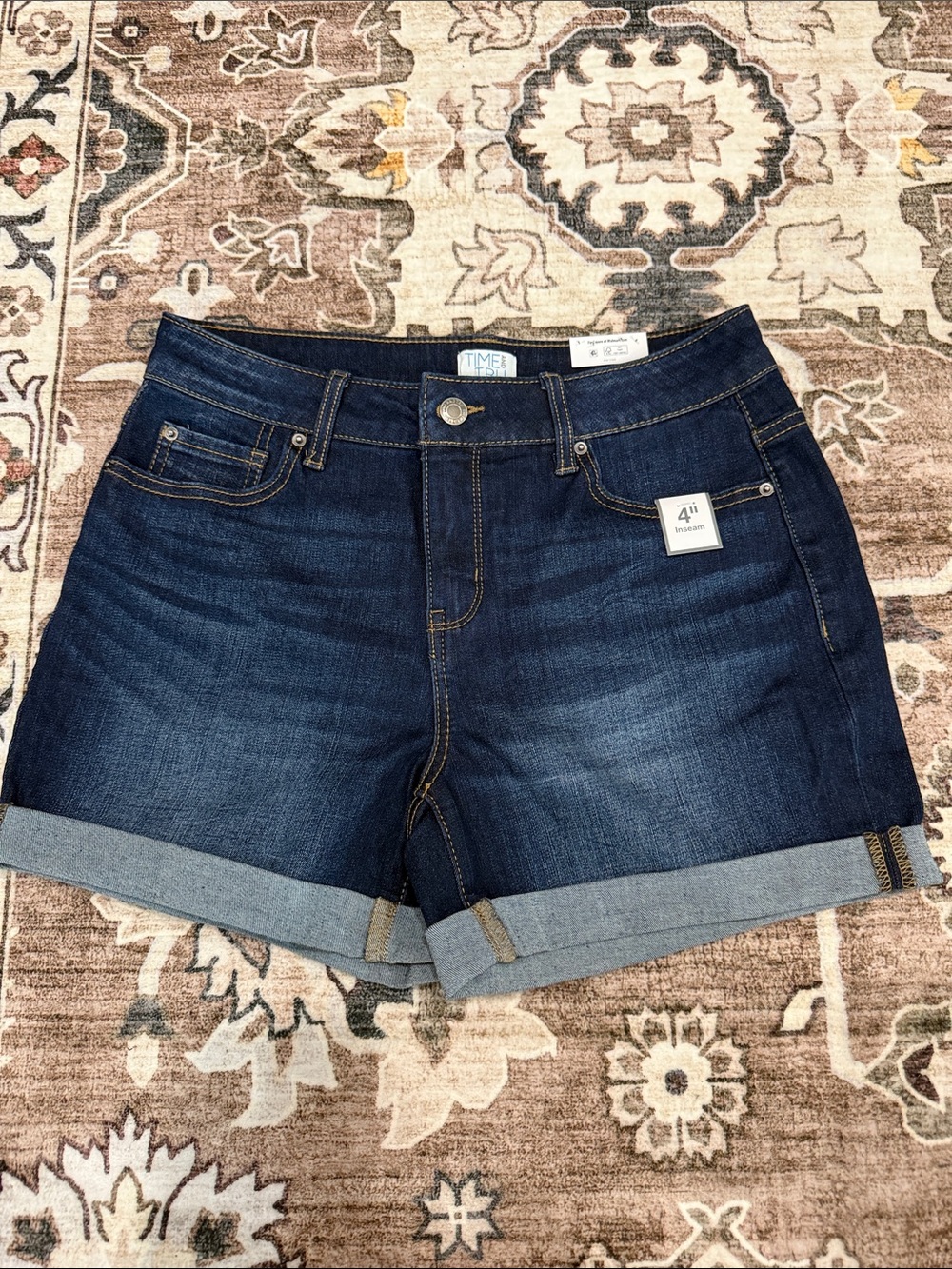 Time and Tru Indigo Rolled Cuff Denim Shorts